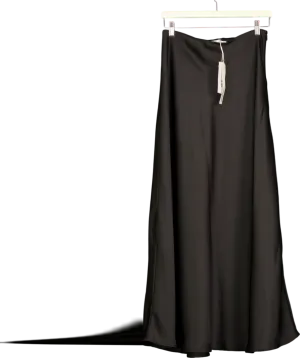 NA-KD Black Mid Waist Satin Maxi Skirt UK 6