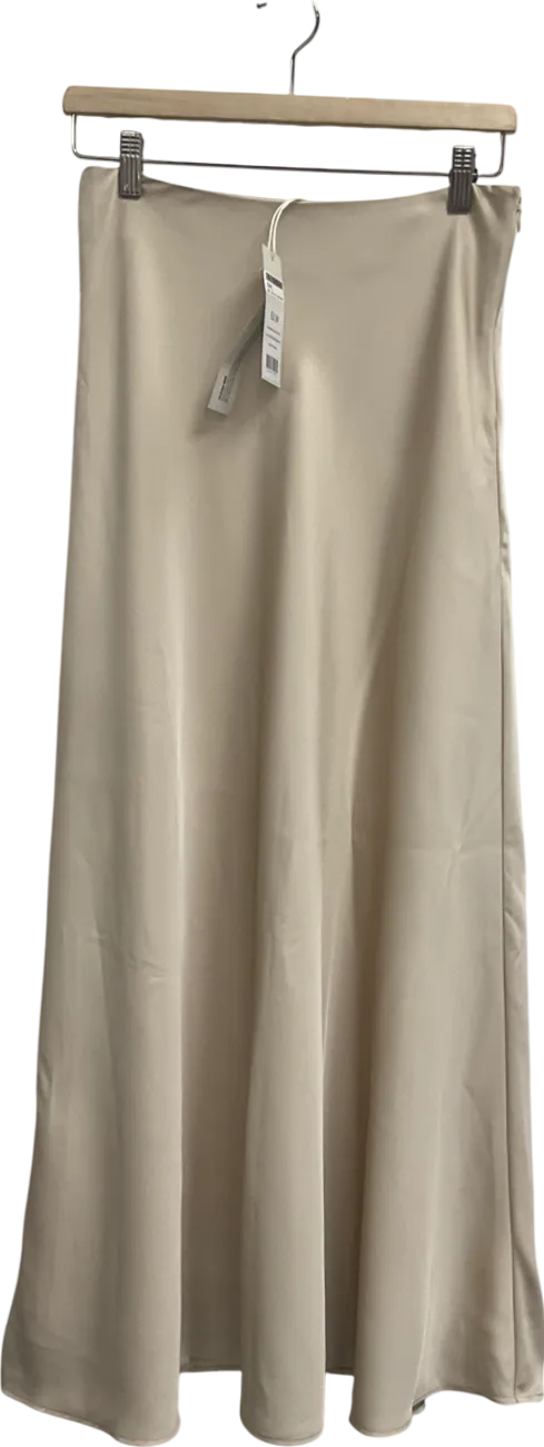 NA-KD Cream Midi Flowy Satin Skirt W34