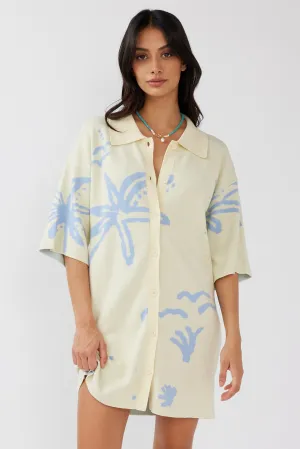 Nalani Button Up Knit Dress Lemon/Baby Blue