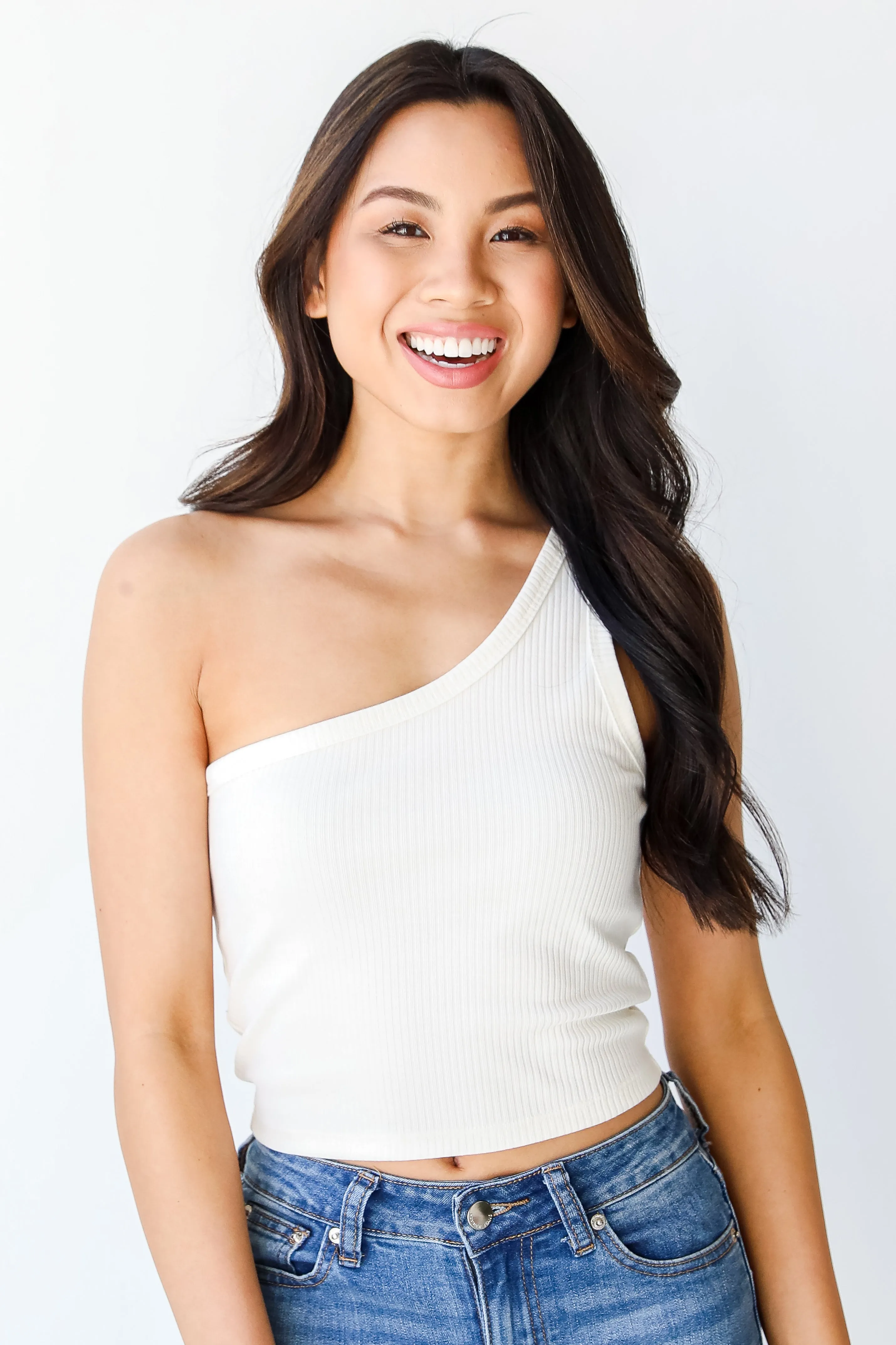 New Level One-Shoulder Cropped Tank