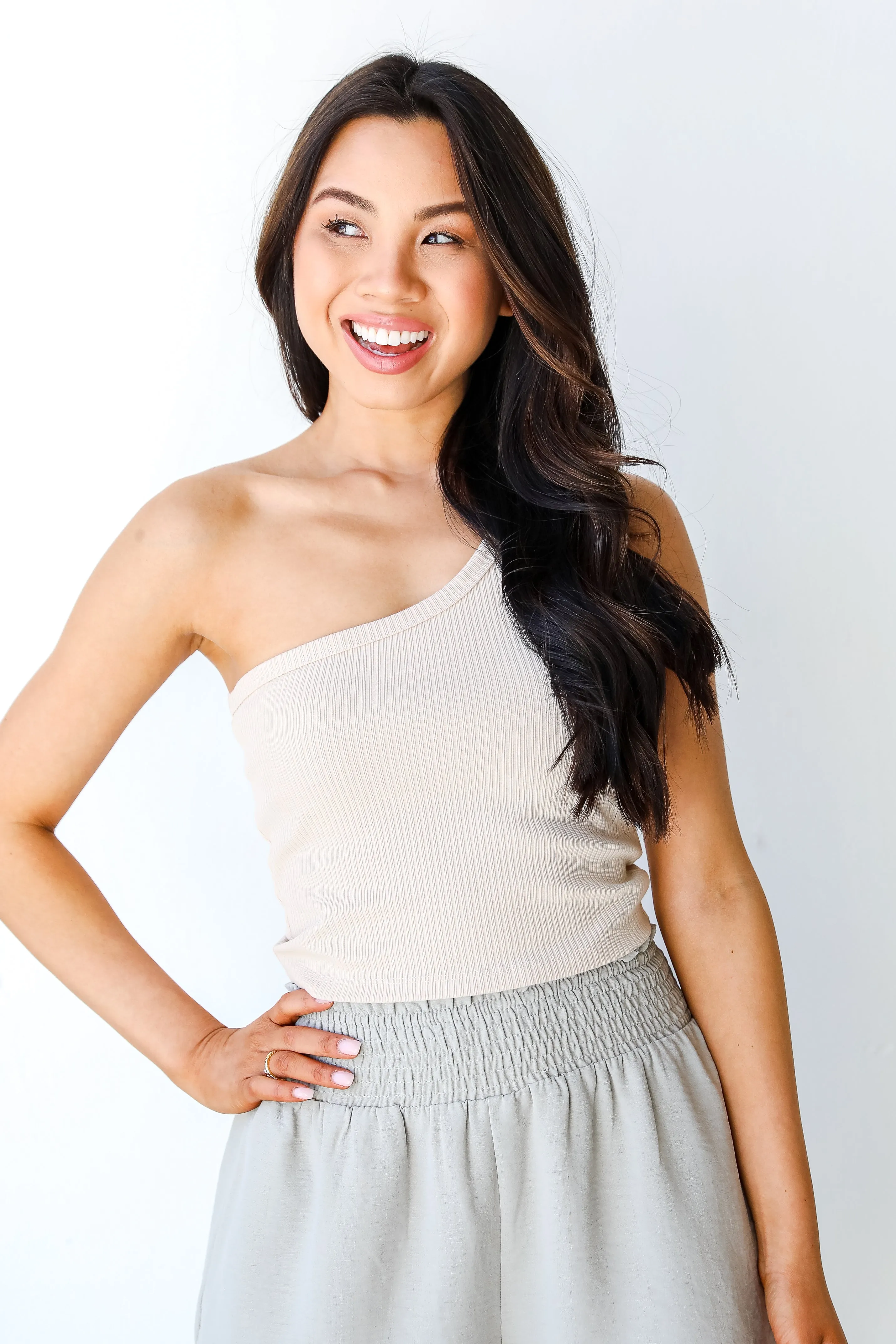 New Level One-Shoulder Cropped Tank