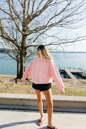 On The Go Oversized Sweatshirt - Pink