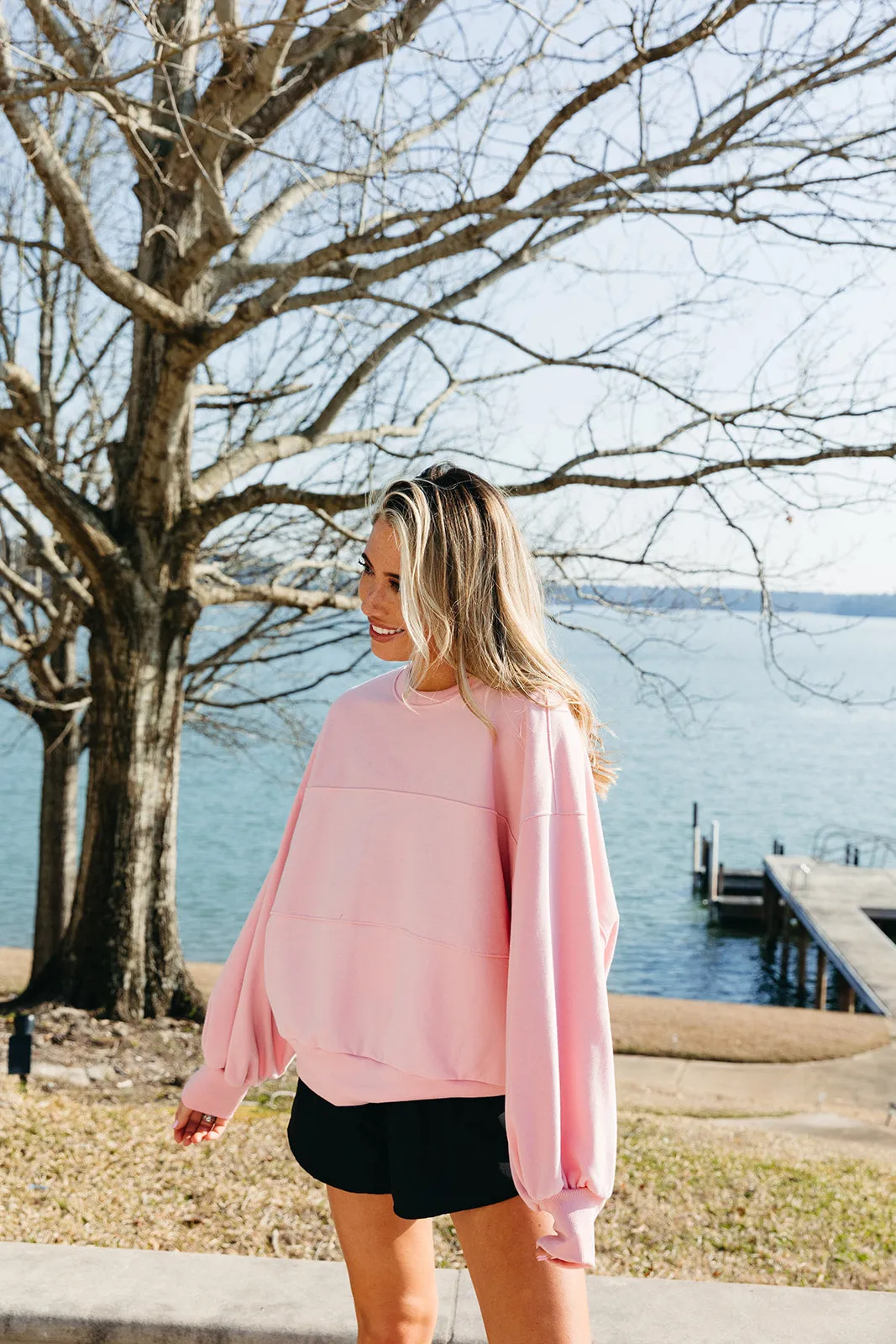 On The Go Oversized Sweatshirt - Pink