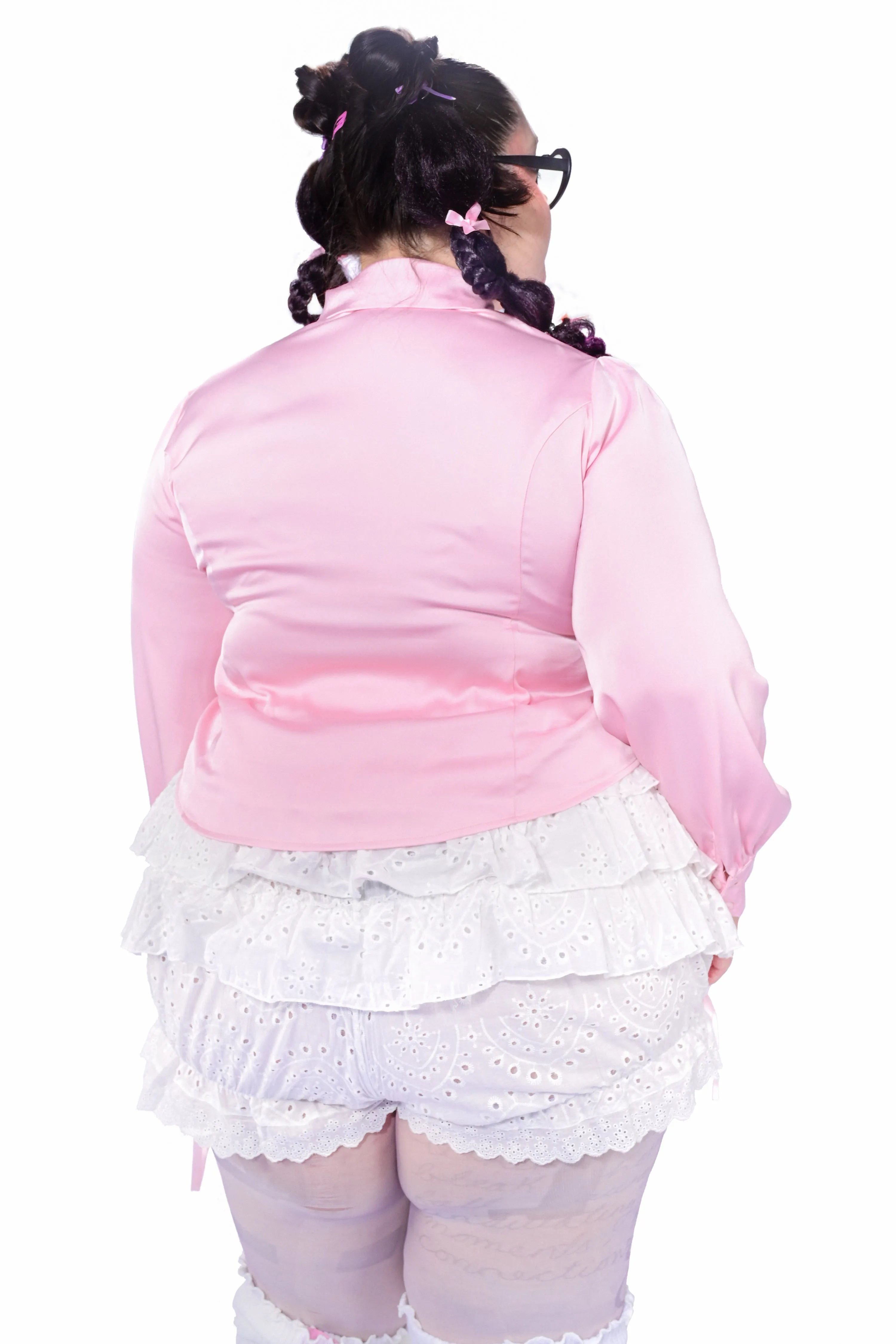 Open Hearted Button-Up Blouse - Pink