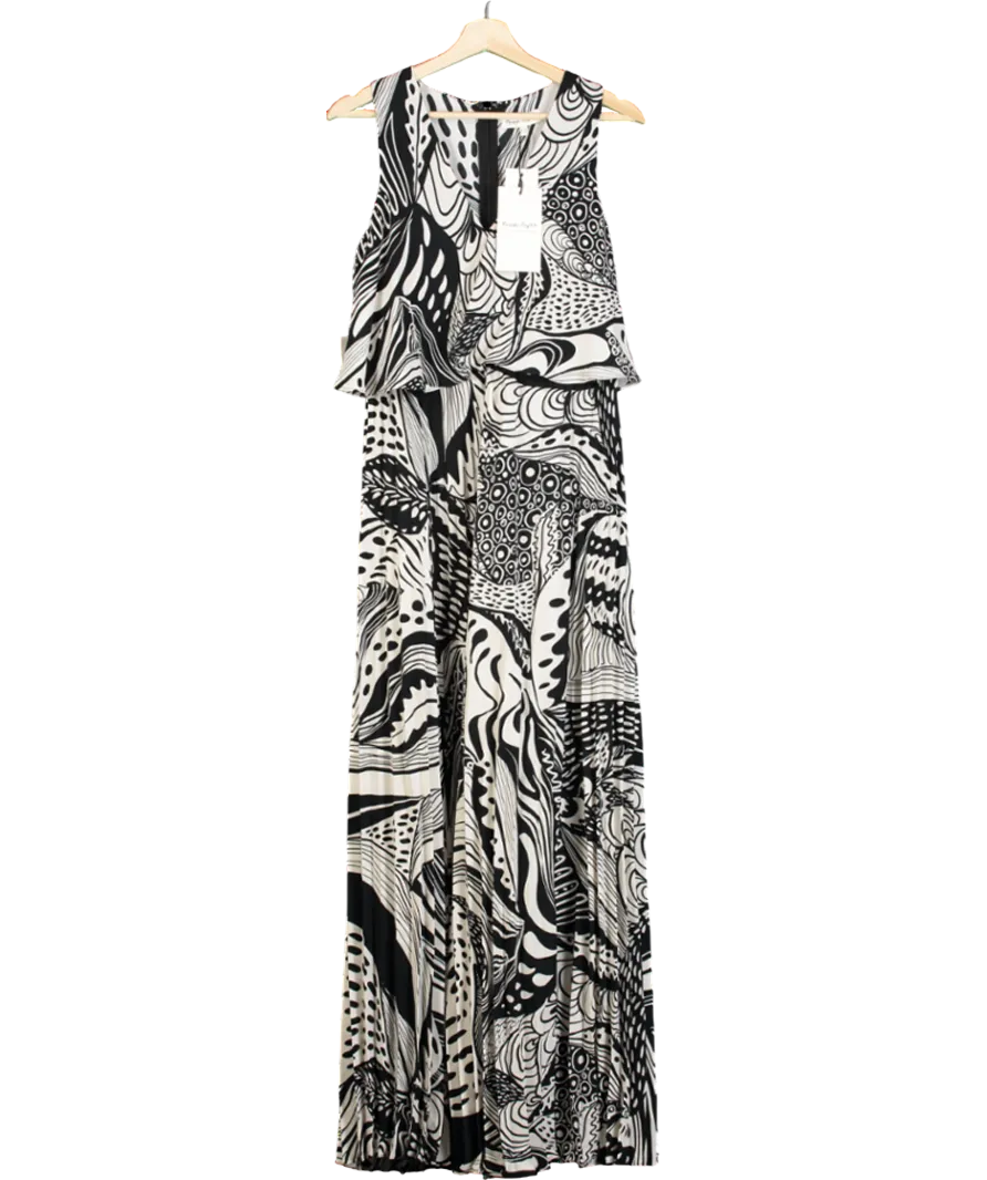 Phase Eight Saskia Pleated Wide Leg Jumpsuit, Black/cream UK 12