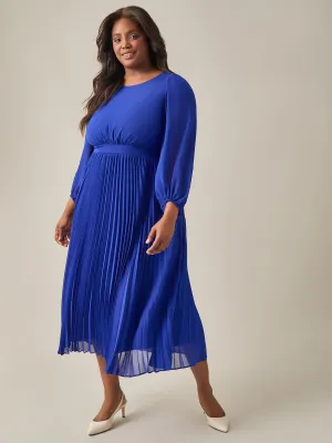 Plus Size A-Line Balloon Sleeve Midi Dress, Royal Signature