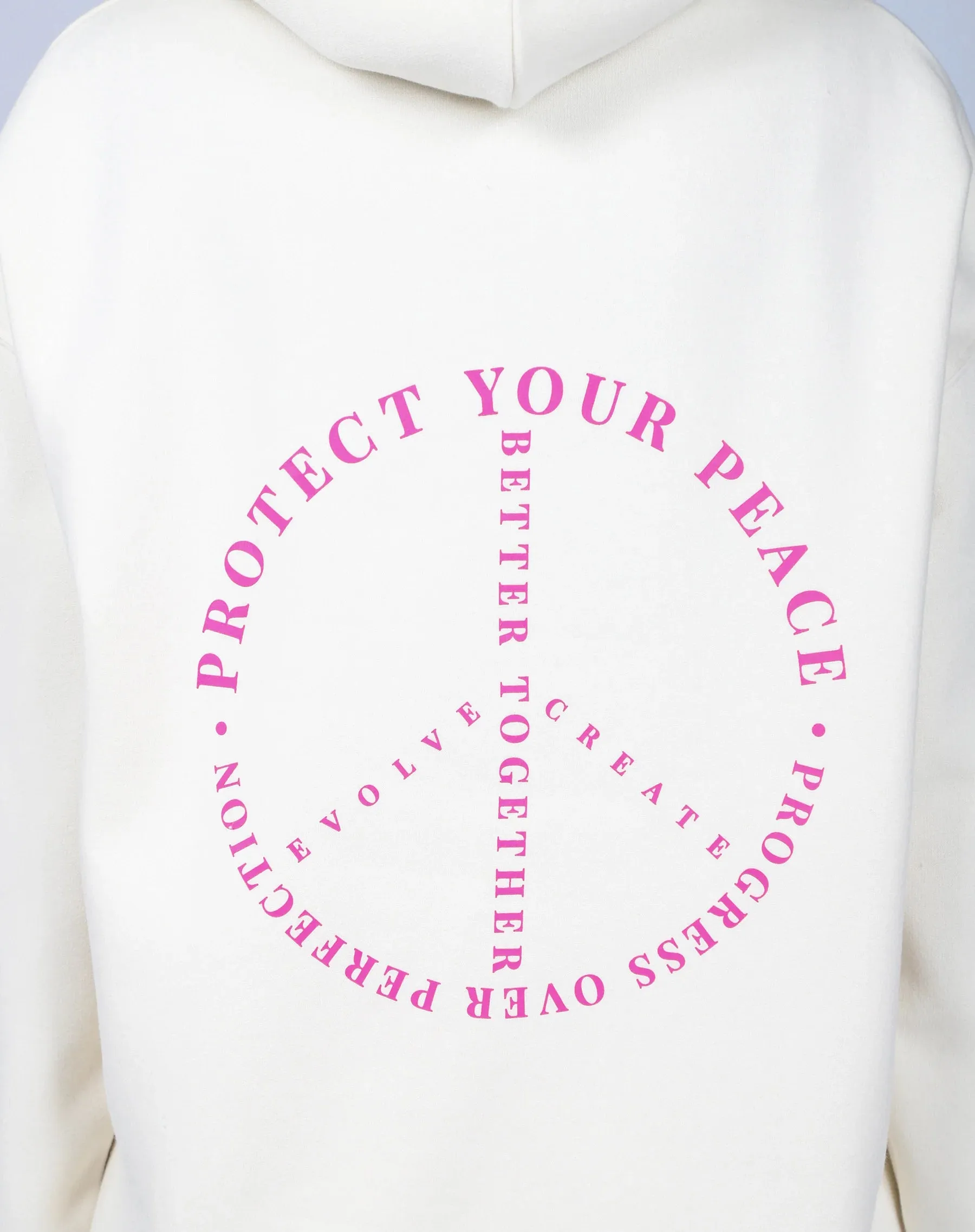 "PROTECT YOUR PEACE" Big Sister Hoodie | Almond Milk & Pink