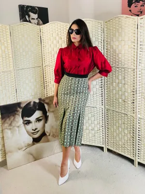 RENT Handmade Aztec Midi Skirt