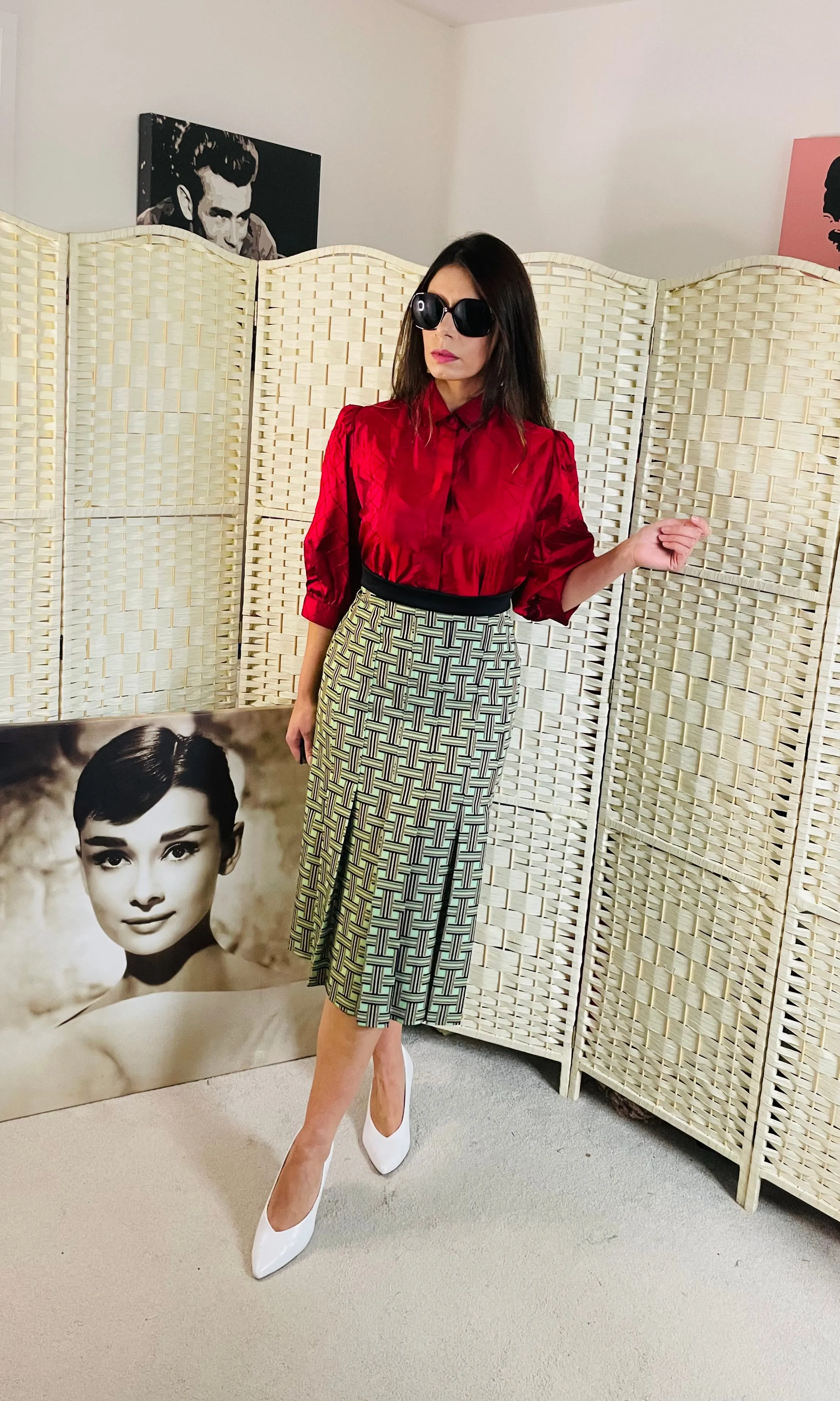 RENT Handmade Aztec Midi Skirt