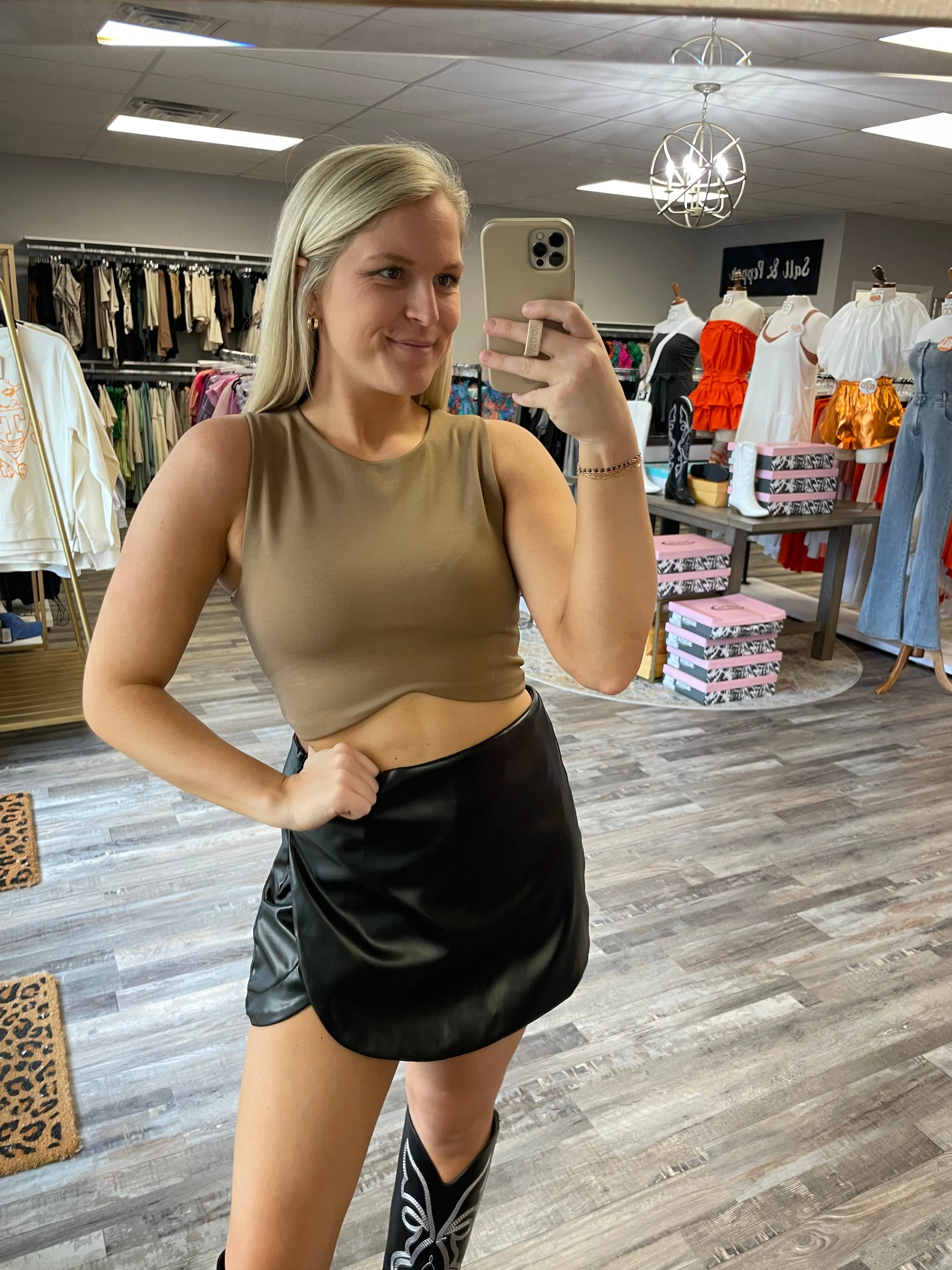 Ribbed Crop Tank - Taupe