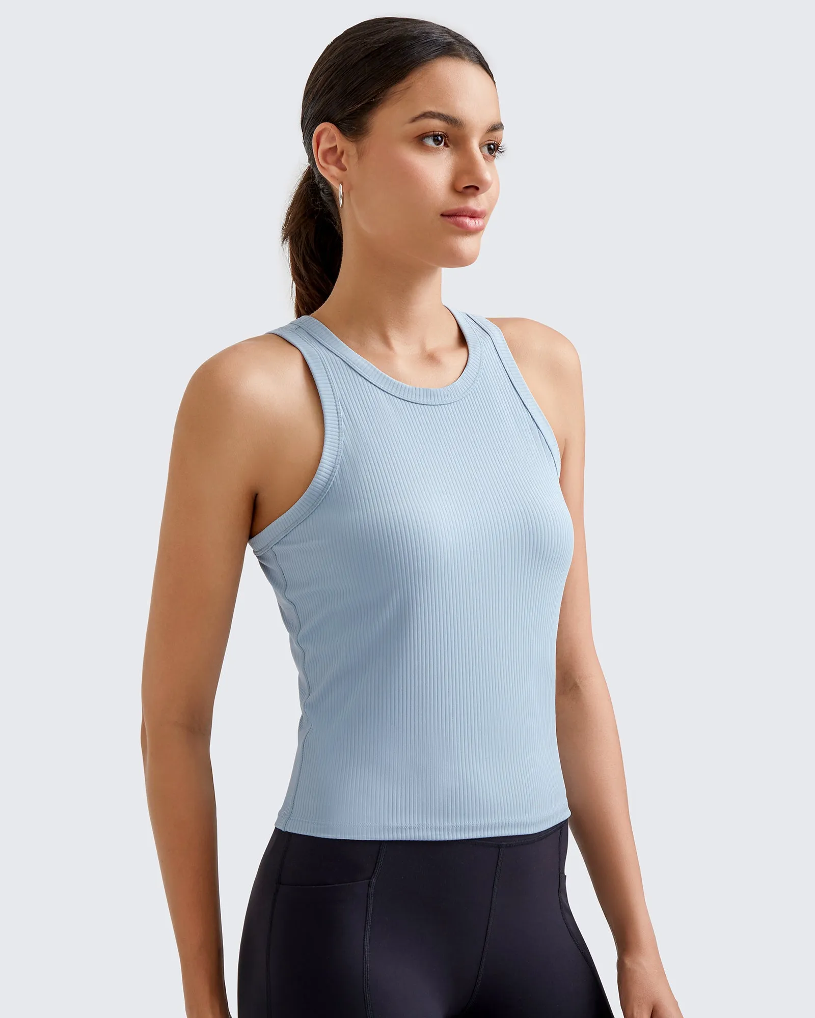 Ribbed Workout Cropped Tank Top