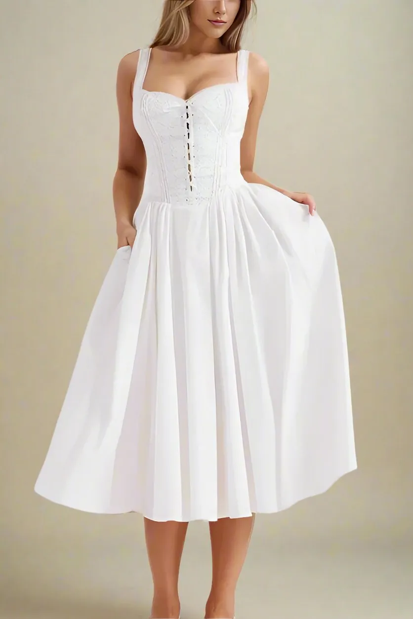 Serena Bodycon Day Midi Dress - Pearl White