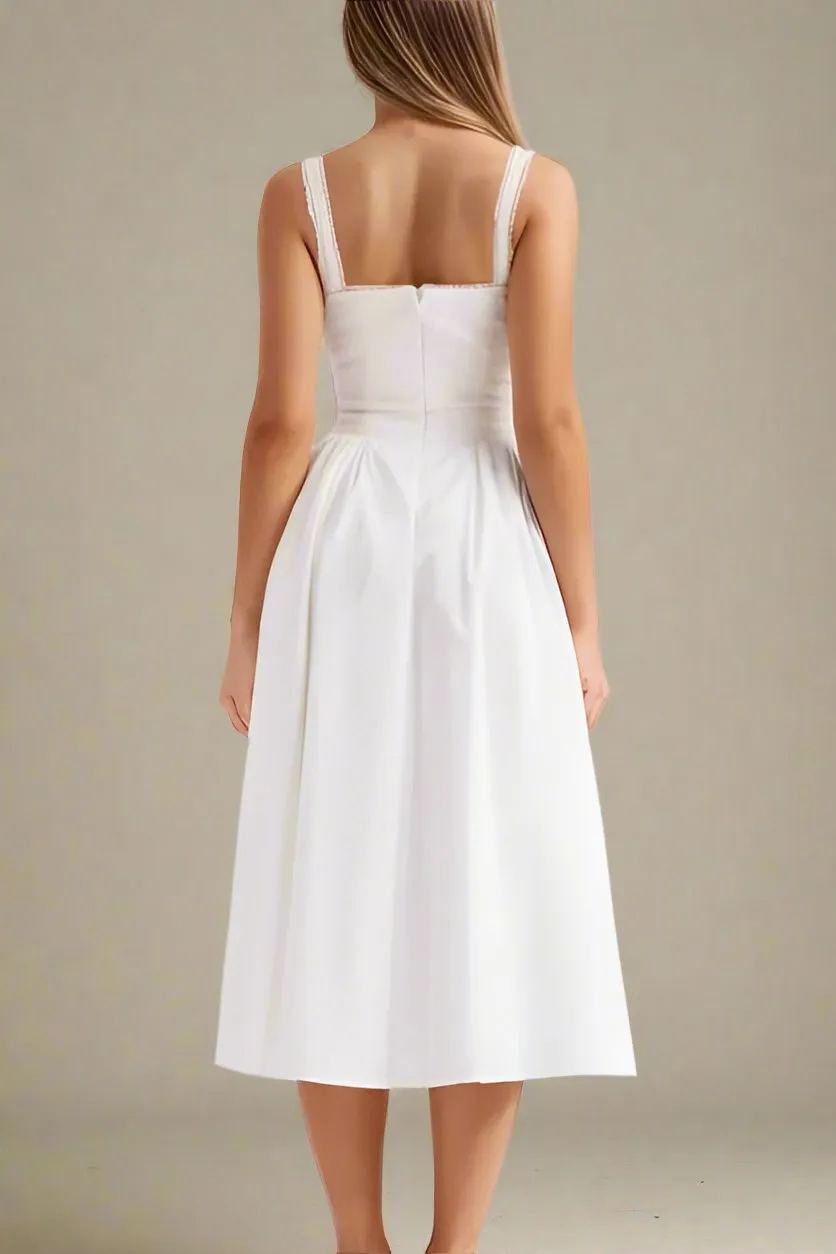 Serena Bodycon Day Midi Dress - Pearl White