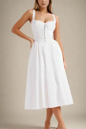 Serena Bodycon Day Midi Dress - Pearl White