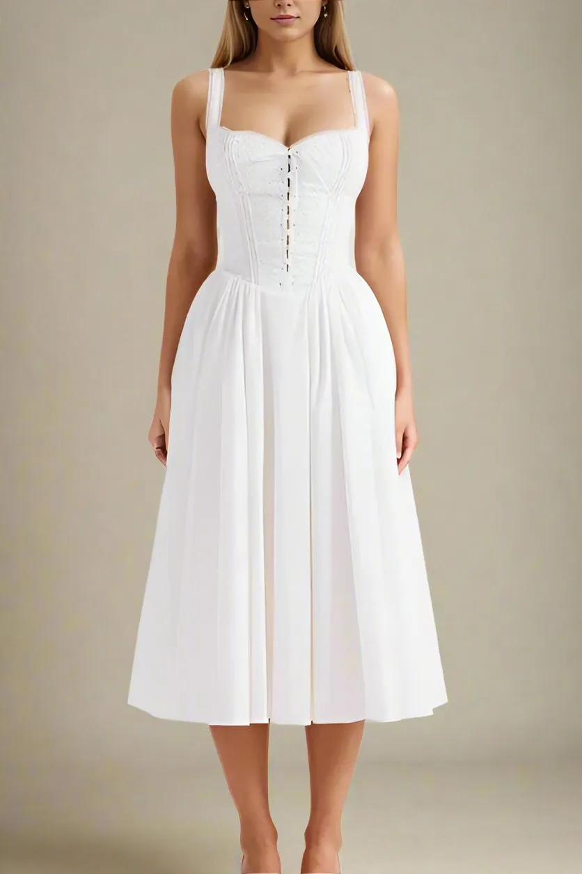 Serena Bodycon Day Midi Dress - Pearl White
