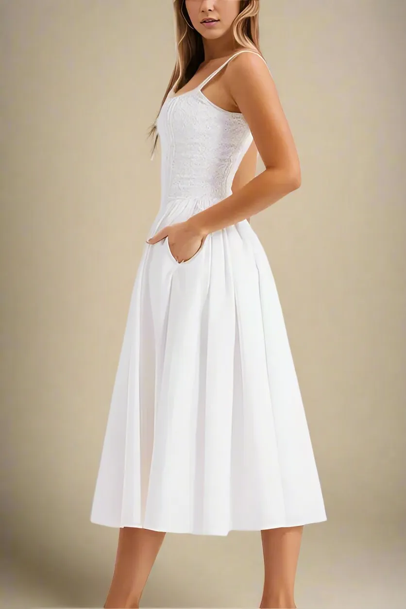 Serena Bodycon Day Midi Dress - Pearl White