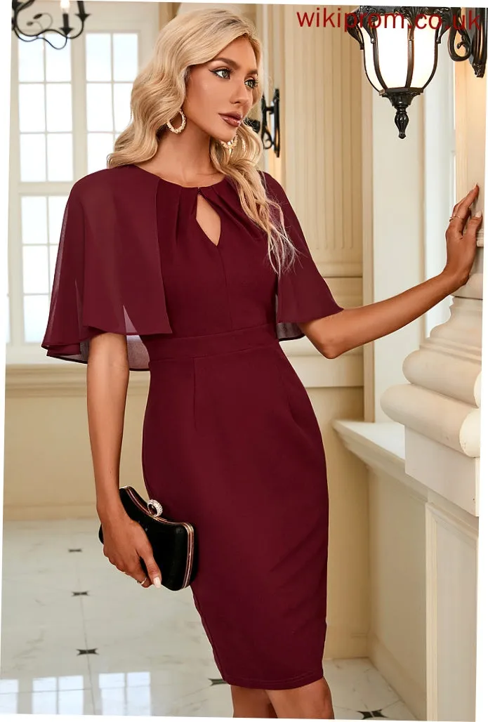 Sleeves Neck 1/2 Blends Cotton Dresses Kamari Club Dresses Bodycon Elegant Round Midi