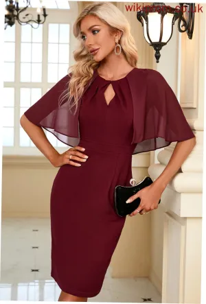 Sleeves Neck 1/2 Blends Cotton Dresses Kamari Club Dresses Bodycon Elegant Round Midi