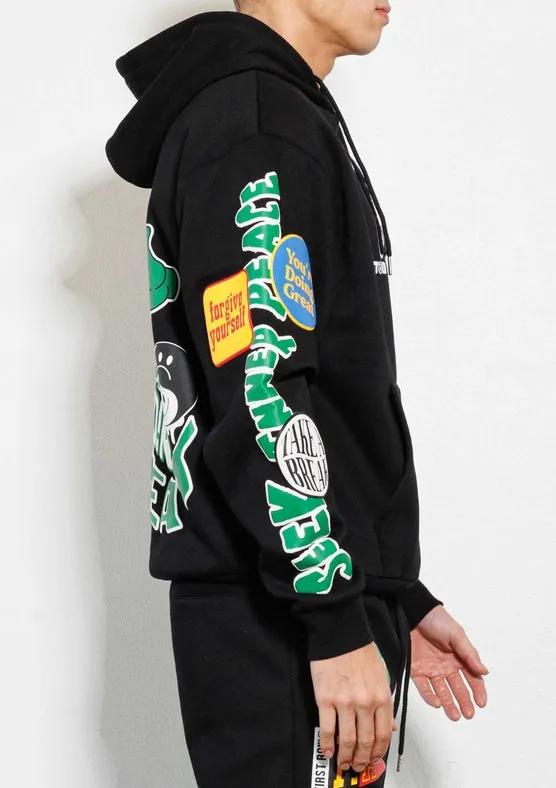 Spring Break Chenile Patch Graphic Hoodie BLACK