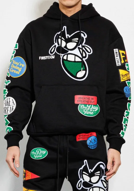 Spring Break Chenile Patch Graphic Hoodie BLACK