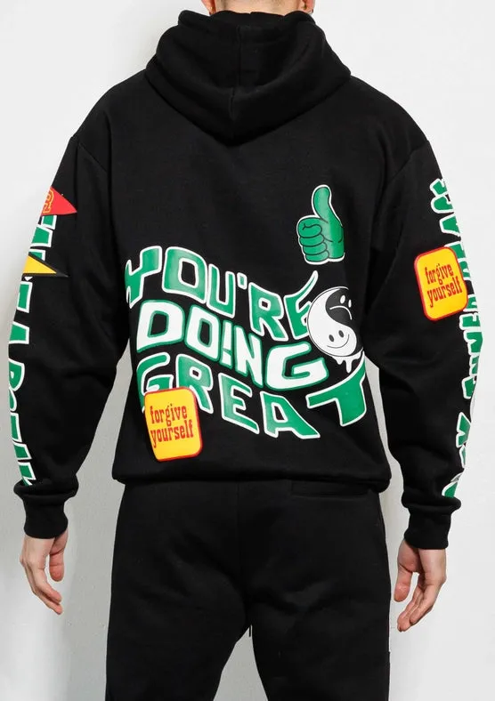 Spring Break Chenile Patch Graphic Hoodie BLACK