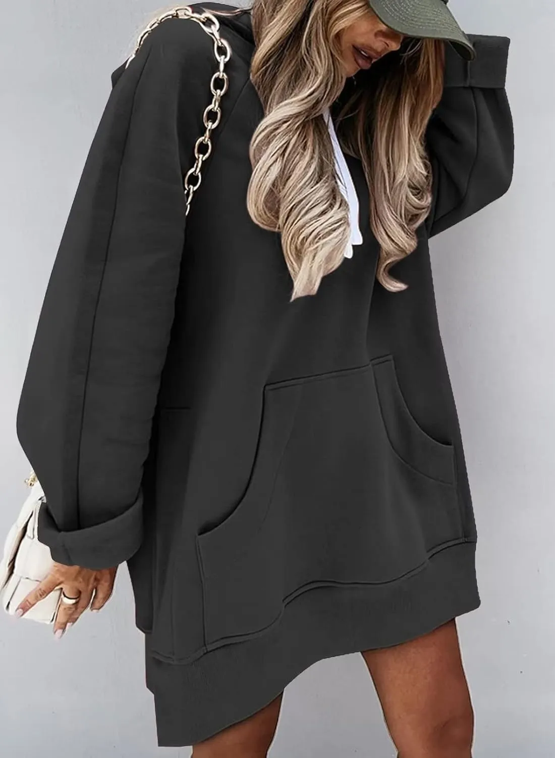 Syellowafter Women Oversized Hoodie Dress Pullover Winter Kangaroo Pocket Sweatshirt Fall Tops Casual Loungewear