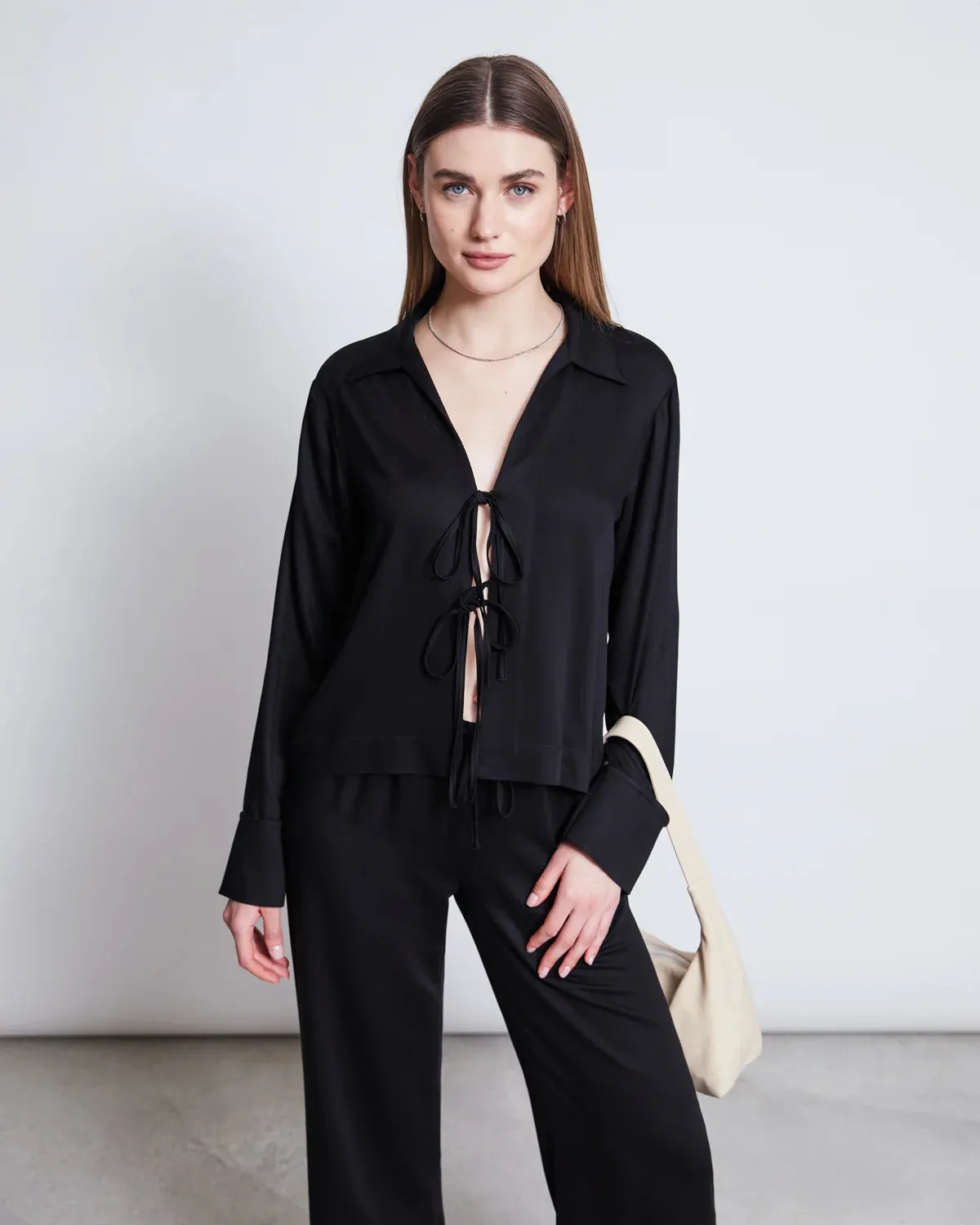 tie blouse - kaluz - black