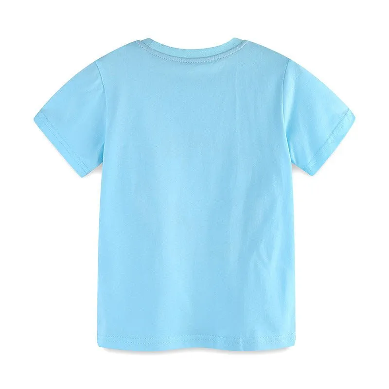 Toddler/Kid Boy's Circle of the Fish Print Design Blue Tee
