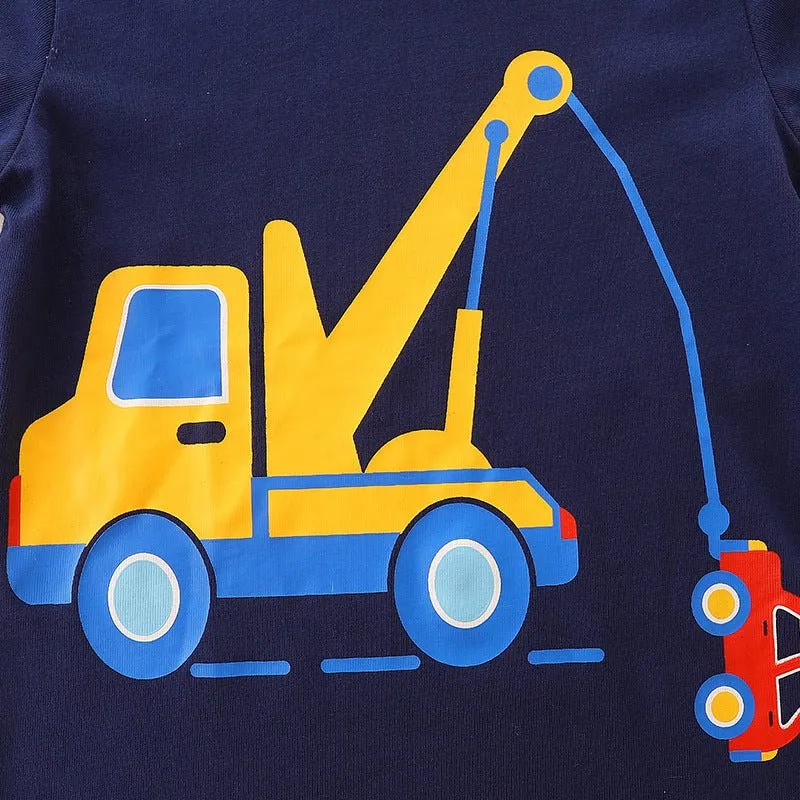 Toddler/Kid Excavator Vehicle Print Design Top