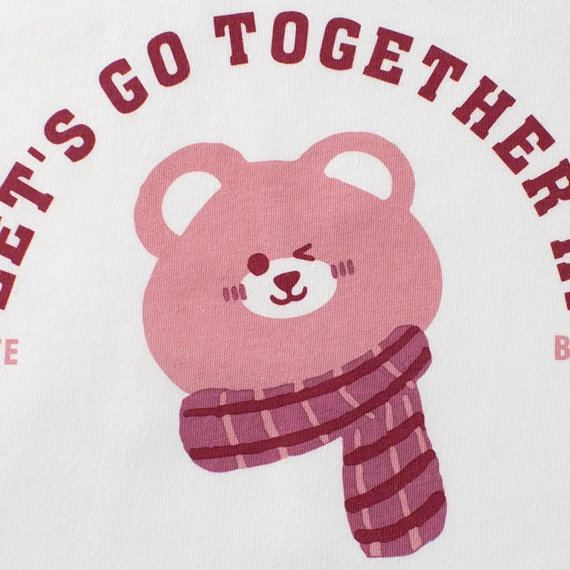 Toddler/Kid Girl's Bear Print Design Short Sleeve T-shirt