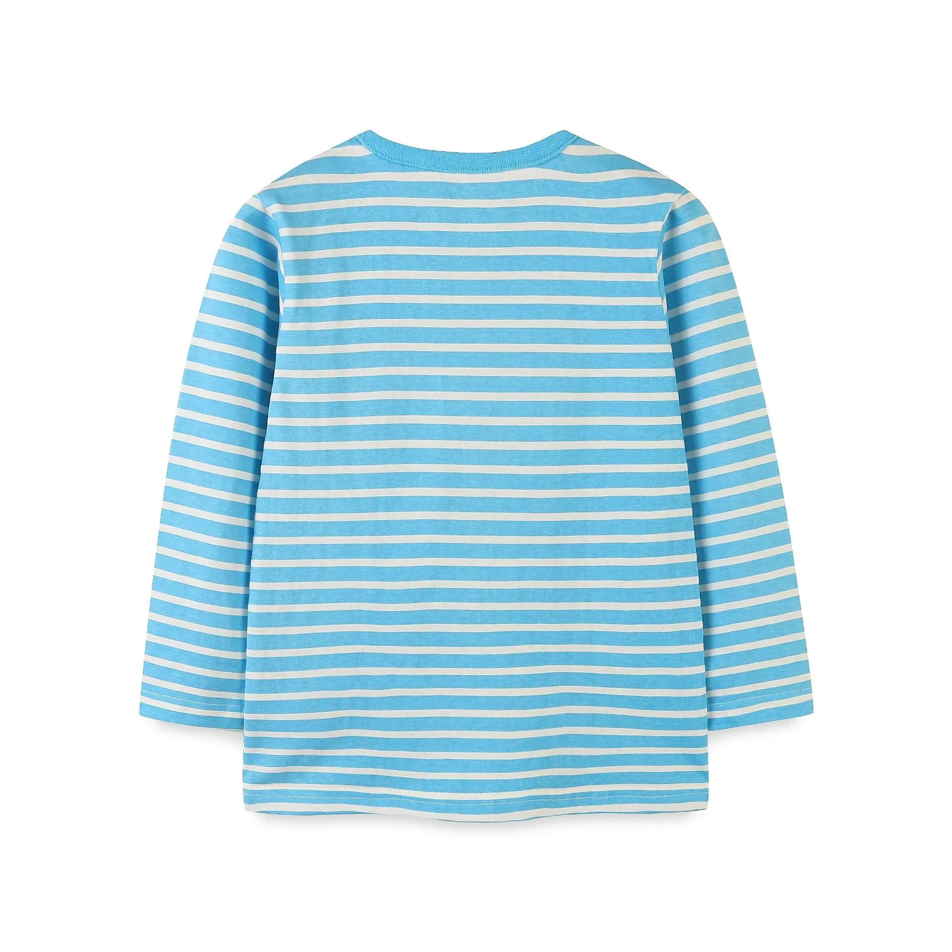 Toddler/Kid Girl's Blue Striped Bunny with Christmas Tree Design Top Tee