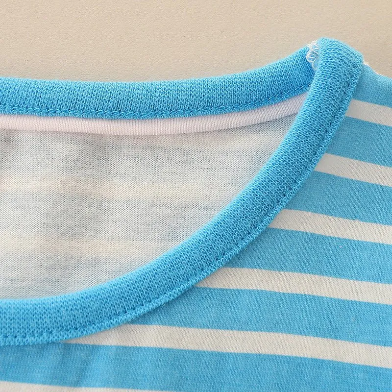Toddler/Kid Girl's Blue Striped Bunny with Christmas Tree Design Top Tee