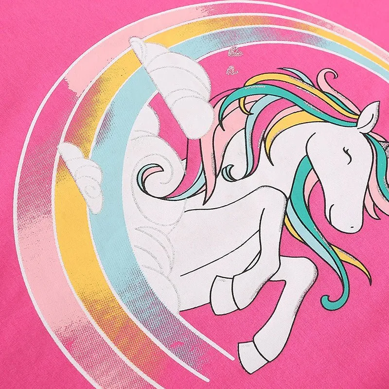 Toddler/Kid Girl's Pink Unicorn Pattern Design T-shirt
