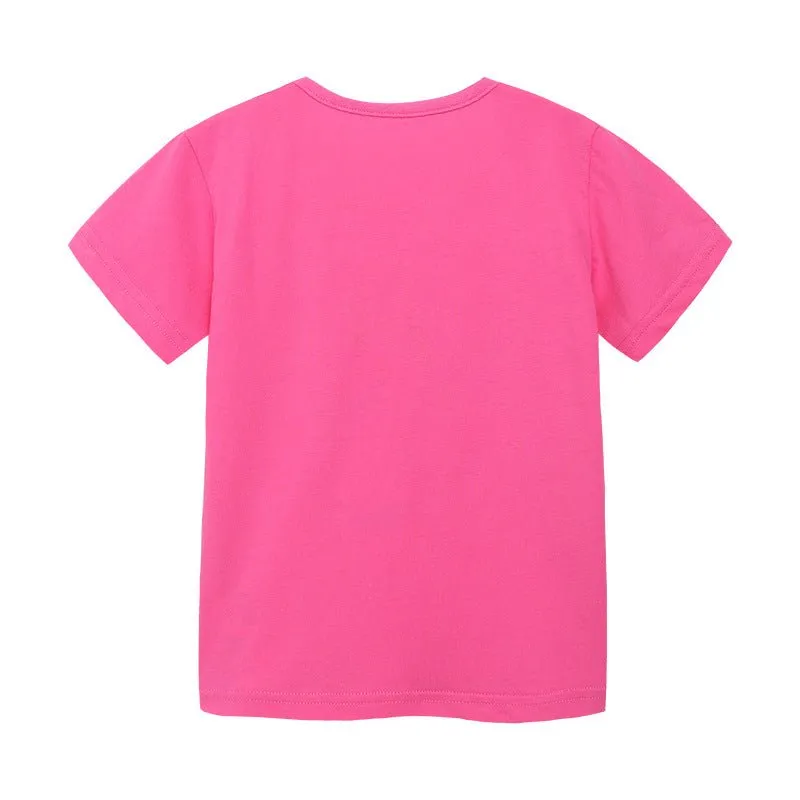 Toddler/Kid Girl's Pink Unicorn Pattern Design T-shirt