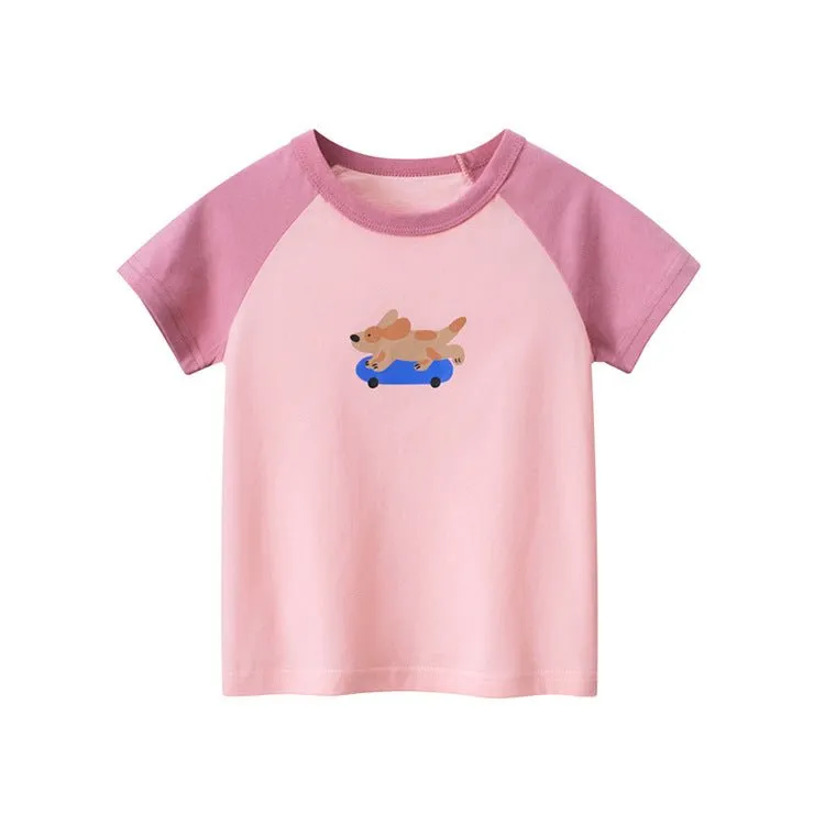 Toddler/Kid Puppy on Skateboard Casual T-shirt