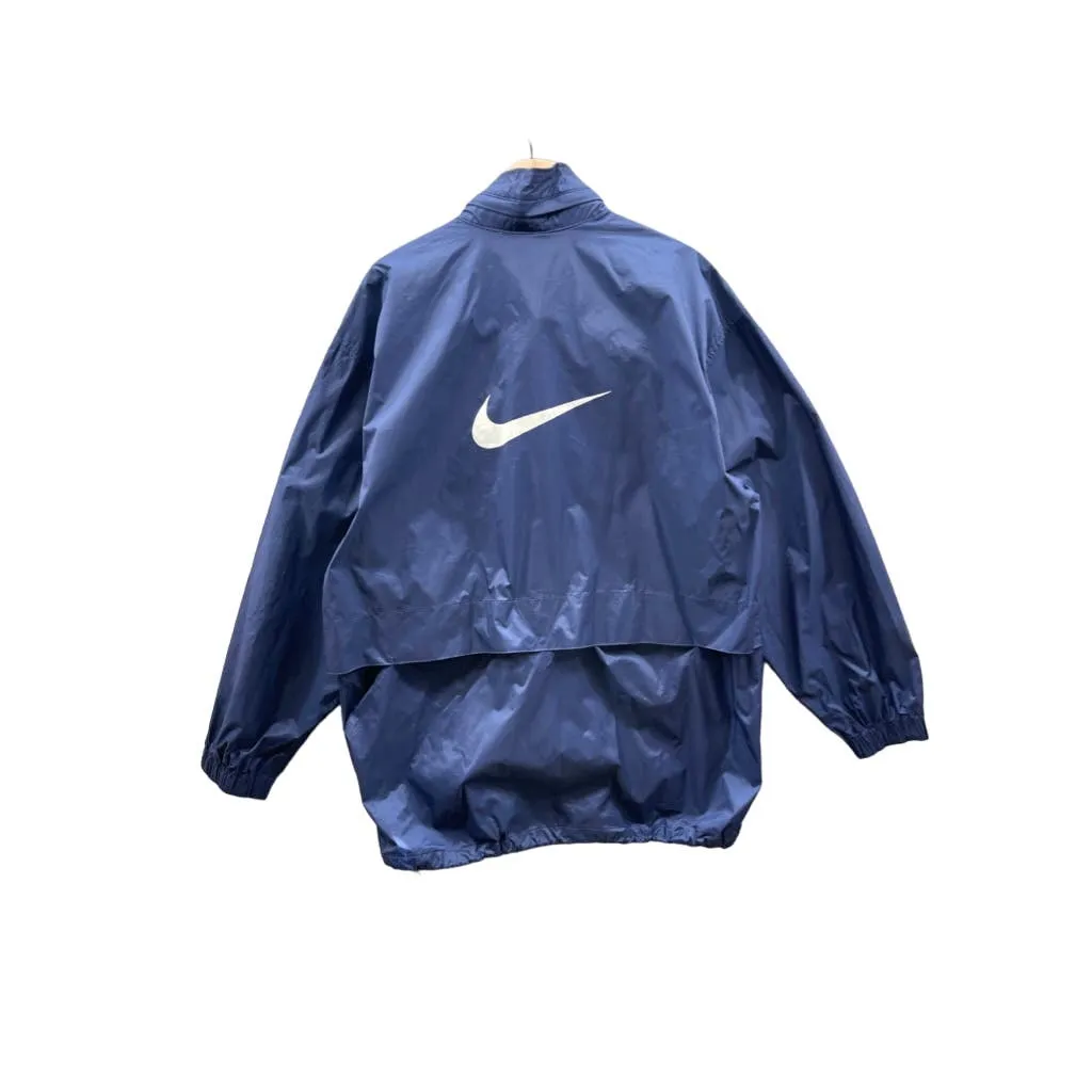 Vintage 1990's Nike Navy Swoosh Lightweight Windbreaker Rain Jacket