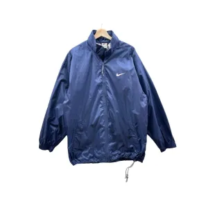 Vintage 1990's Nike Navy Swoosh Lightweight Windbreaker Rain Jacket