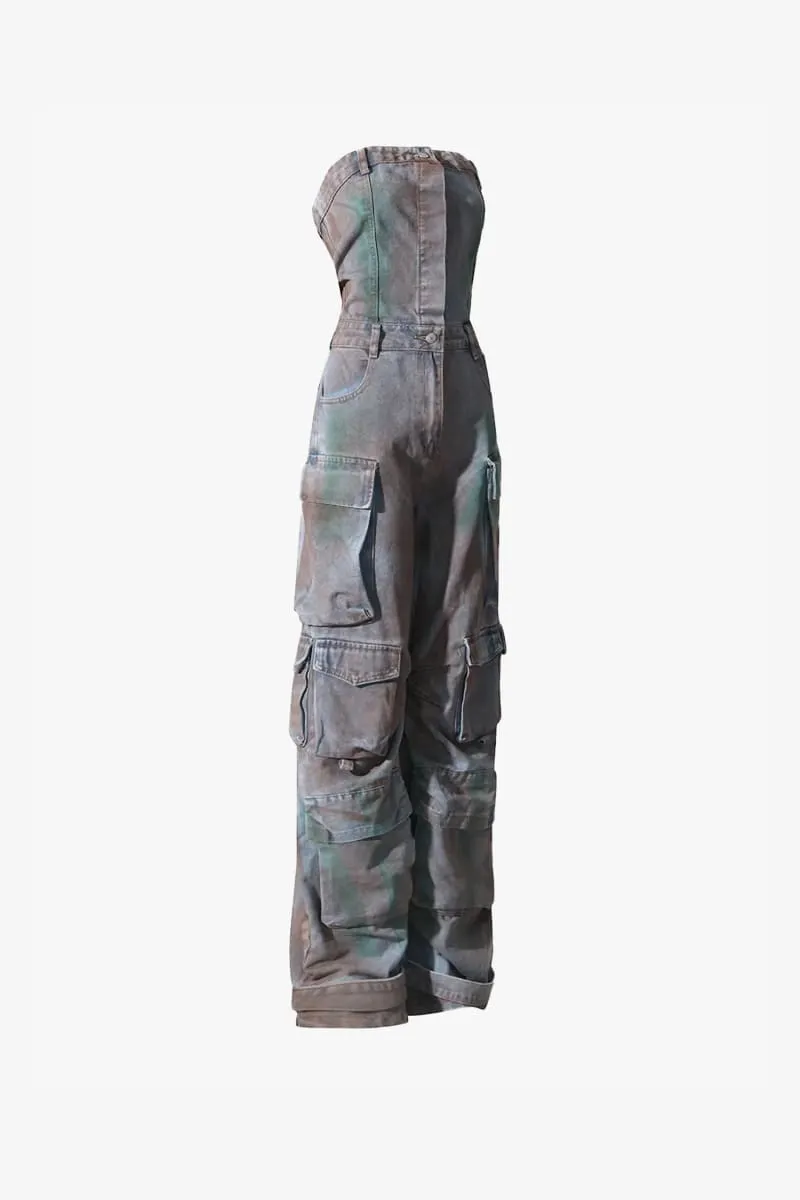 Wide Leg Denim Jumpsuit