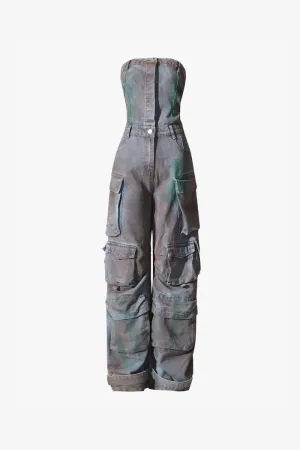 Wide Leg Denim Jumpsuit