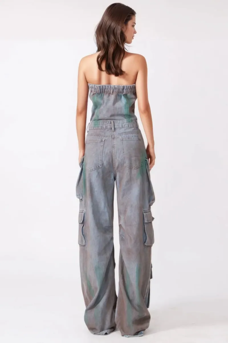 Wide Leg Denim Jumpsuit