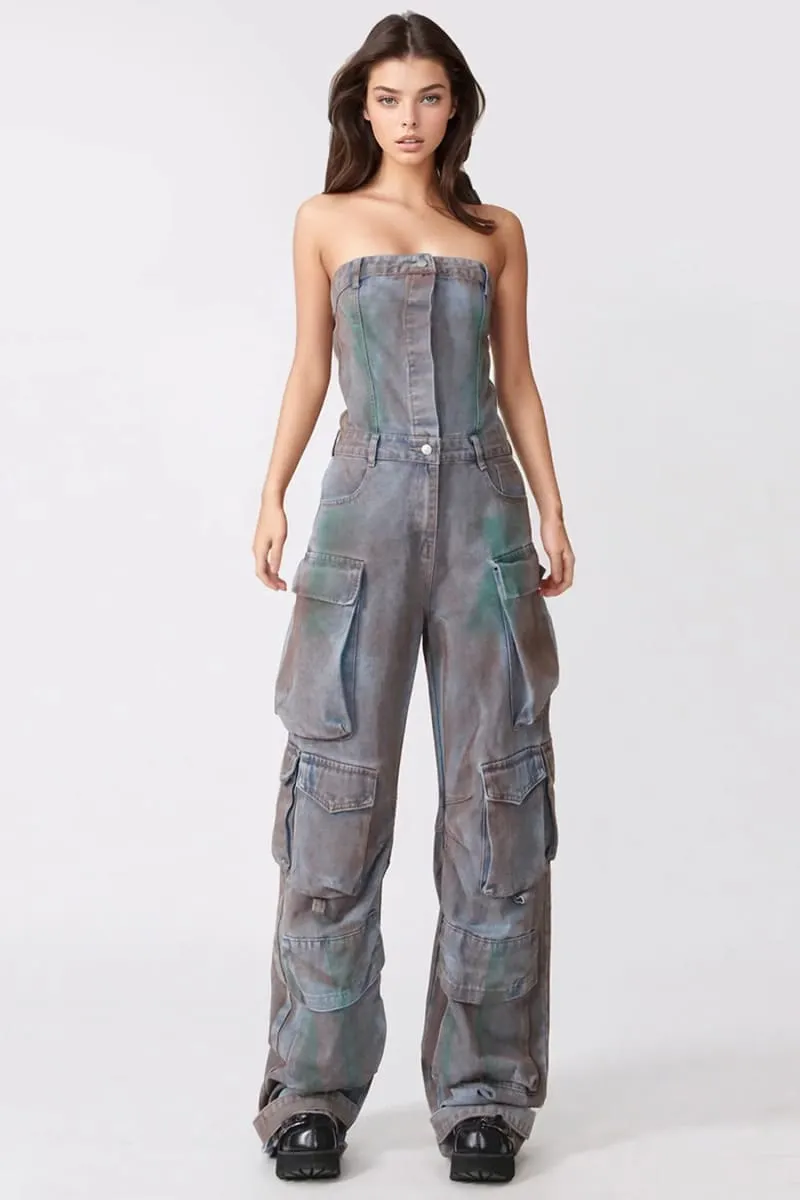 Wide Leg Denim Jumpsuit