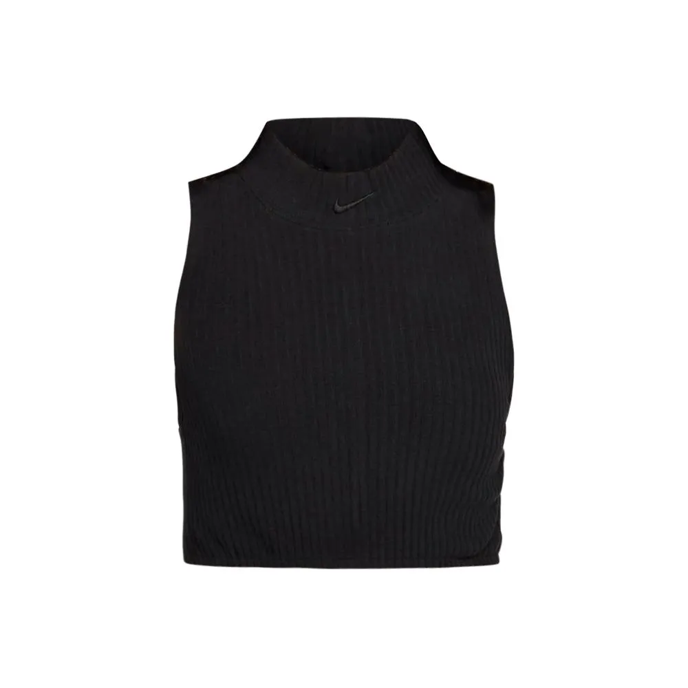 Women's Knit Rib Crop Tank (Black)