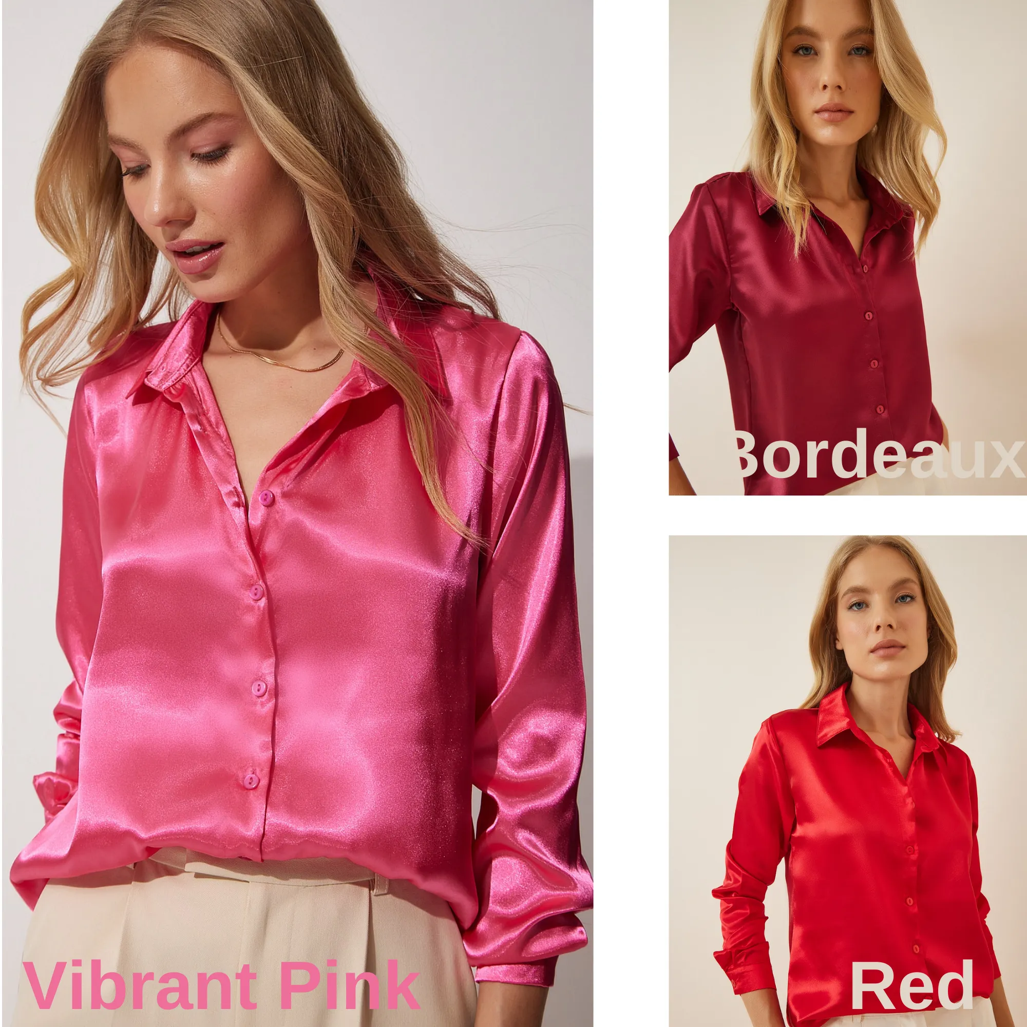 Women's Light Flowy Satin Surface Woman Blouse,Satin Blouse,Gift For Her,Cotton Blouse,Boho Blouse,Satin Long Sleeve Womens Blouse 4