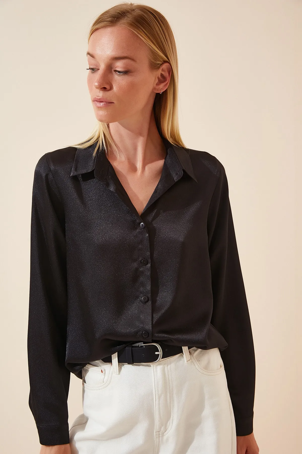 Women's Light Flowy Satin Surface Woman Blouse,Satin Blouse,Gift For Her,Cotton Blouse,Boho Blouse,Satin Long Sleeve Womens Blouse 4