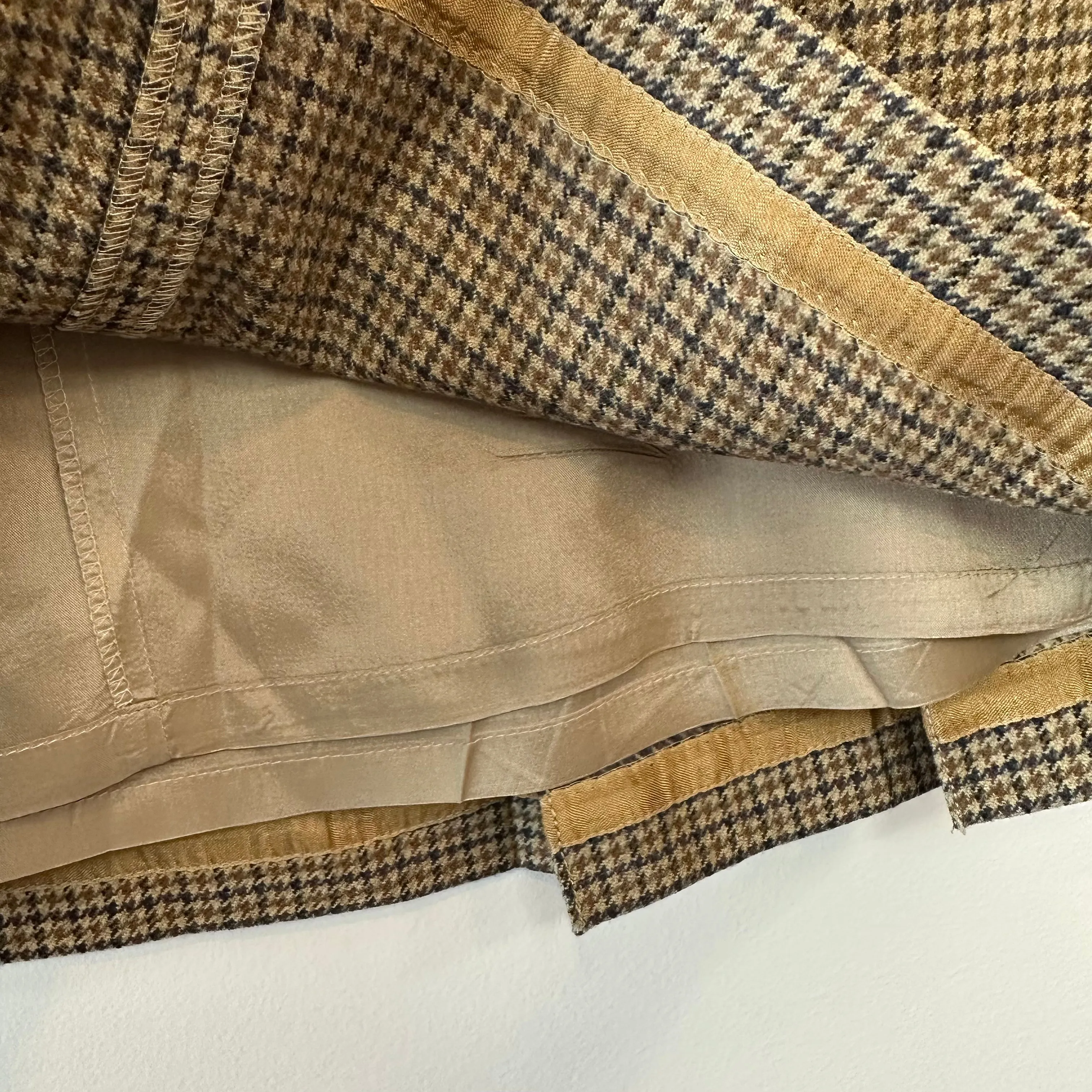 Y2K J. Crew Wool Plaid Midi Skirt Pleated Back Brown 4